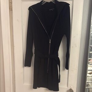 Black Hooded Knit Dress